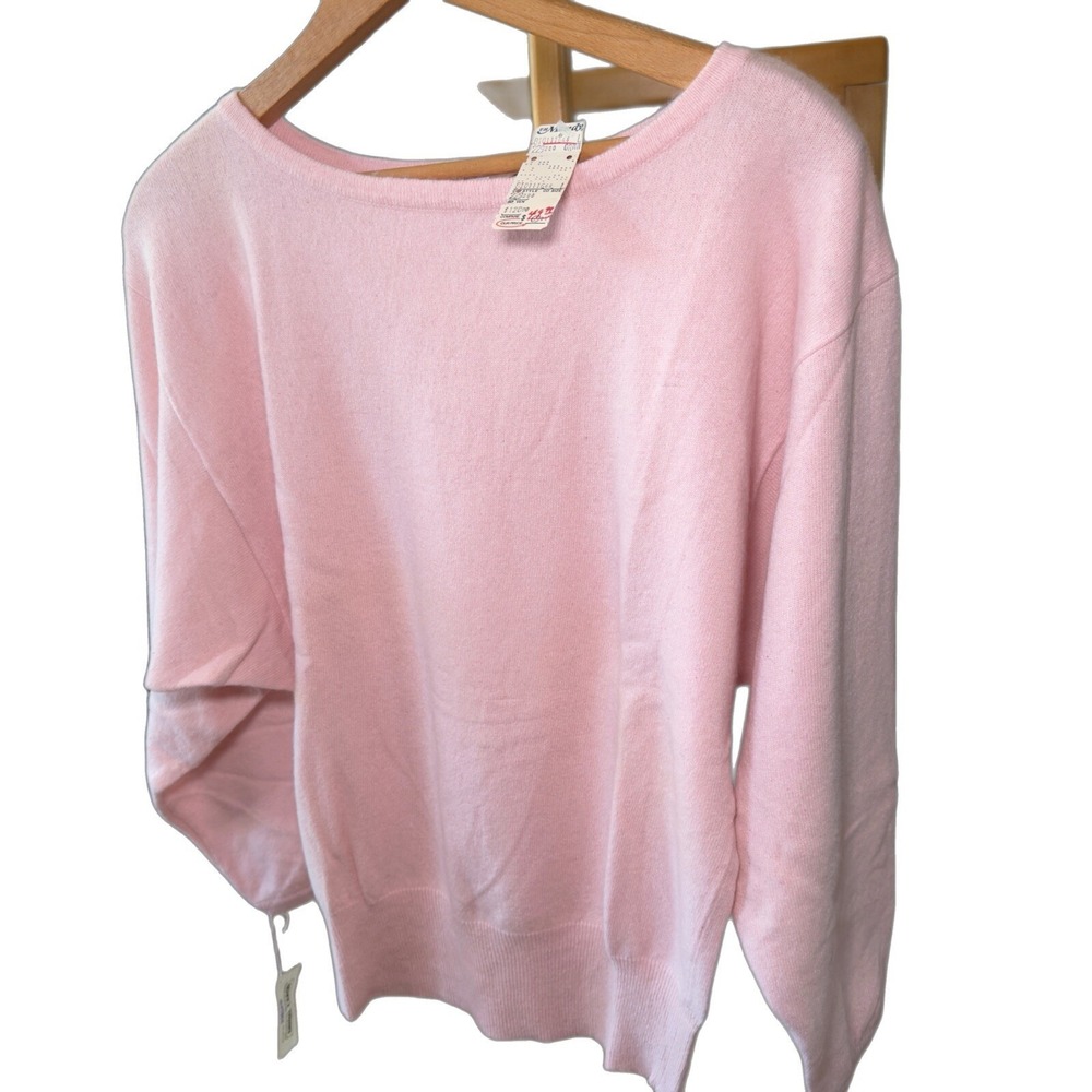 NWT 80s Vintage Pink Daniel Caron 100% Cashmere Sweater Women's‎ Size L